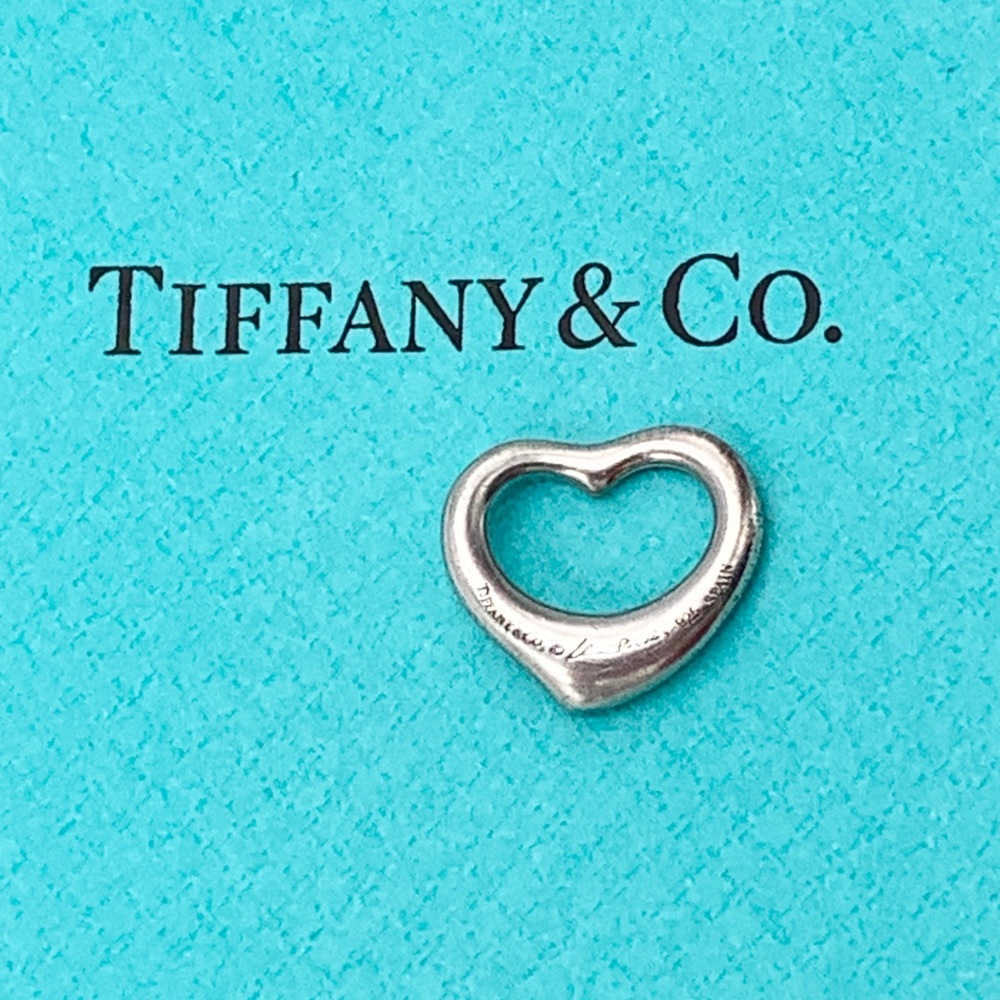 Authentic Tiffany & Co 925 Silver Elsa Peretti Open Heart 16mm Pendant